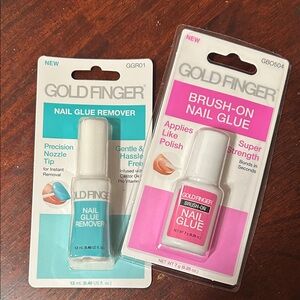 Nail Glue Remover and Brush-On Nail Glue Set - White